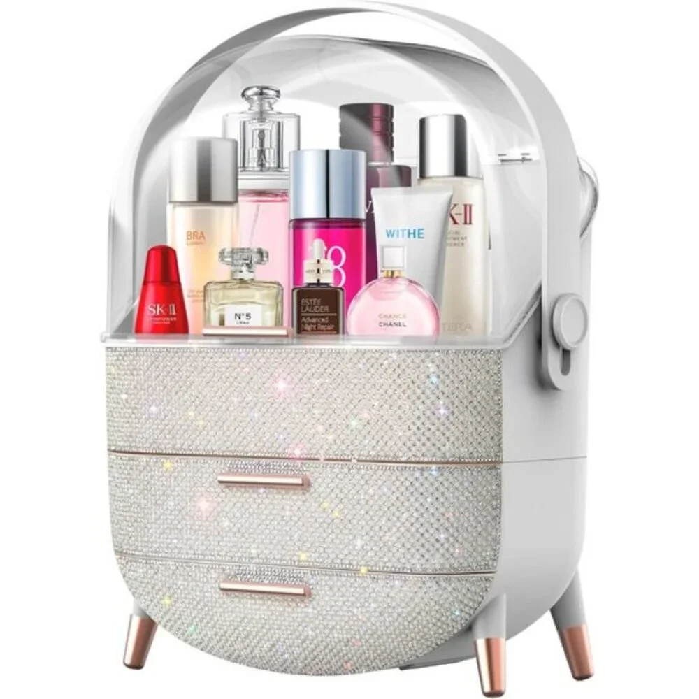 New Teen Girls Gift Makeup Organizer, Skincare & Jewelry Storage in Pearl White